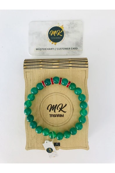 MK TASARIM Gerçek Yeşil Akik Taşı Bileklik Mkt5002 ürün görseli
