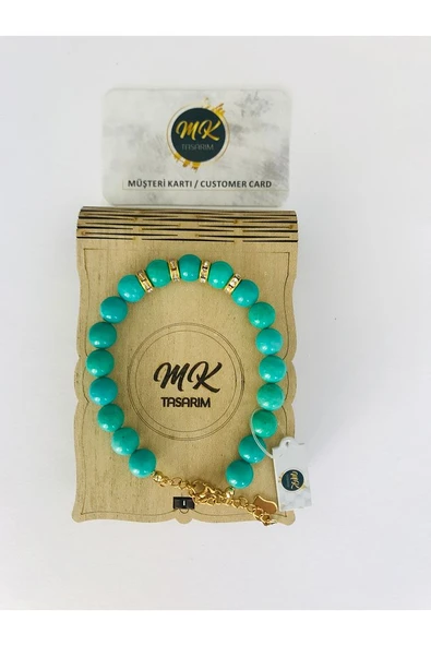 MK TASARIM GERÇEK  TURKUAZ TAŞI BİLEKLİK MKT2002 ürün görseli