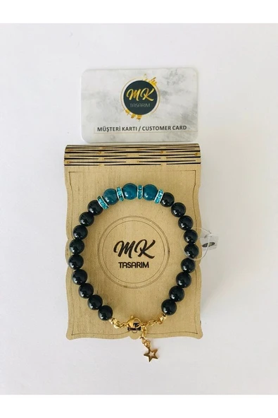 MK TASARIM GERÇEK YILDIZ TAŞI APATİT TAŞI %100 ORIJINAL BİLEKLİK MKT2001 ürün görseli