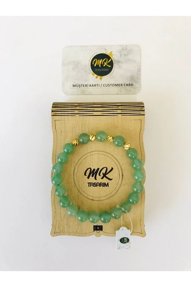 MK TASARIM GERÇEK AVENTURİN TAŞI %100 ORIJINAL BİLEKLİK MKT1200006 ürün görseli