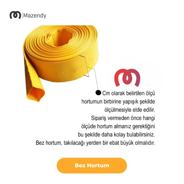 Süper Örme Bez Salma Sulama Hortumu 22cm x 70m Dayanıklı Yassı Bahçe Hortumu - Resim 7
