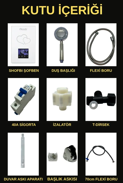 Shofbi SH-1B Dijital Akıllı Şofben (Elektrikli) Beyaz Kalp - 4