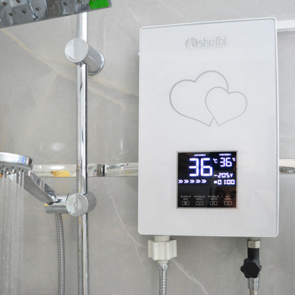 Shofbi SH-1B Dijital Akıllı Şofben (Elektrikli) Beyaz Kalp - 2