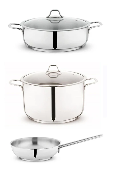 Held 26 CM Çelik Tencere Takımı Derin Tencere-Basık Tencere-Çelik Tava Sc ha fer ürün görseli