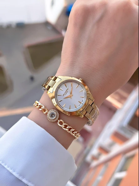 Lee Cooper Çelik Kordon 2 Yıl Garantili 3 Atm Suya Dayanıklı Kadın Kol Saati+Bileklik F.08006.130 - Resim 2