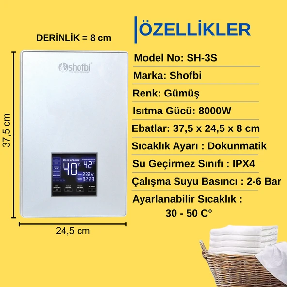 Shofbi SH-3S Dijital Akıllı Şofben (Elektrikli) - 3