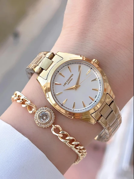 Lee Cooper Çelik Kordon 2 Yıl Garantili 3 Atm Suya Dayanıklı Kadın Kol Saati+Bileklik F.08006.130 ürün görseli