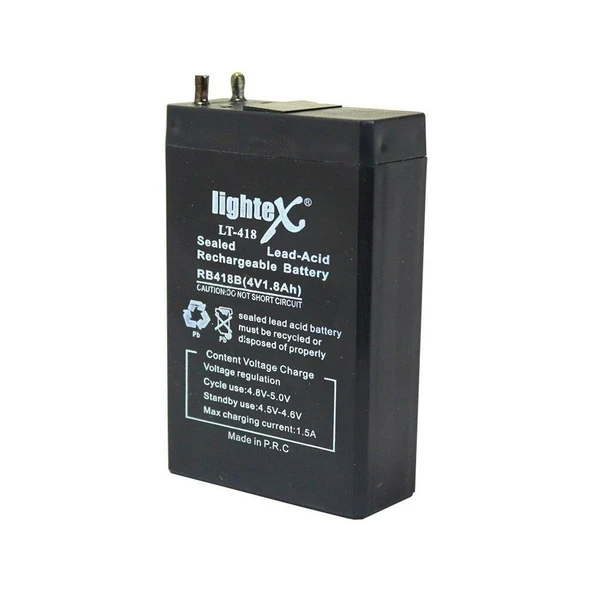 LİGHTEX 4 Volt 1.80 Amper 7.5X5X2 Lightex Lt-418 Akü 50 x 22 x 75 Mm