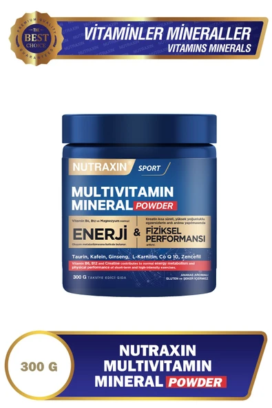 Multivitamin Mineral Powder 300 Gr Magnezyum, Taurin, Kreatin, L Carnitin, Ginseng, Co10, Energy