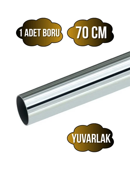 Yuvarlak Metal Askı Borusu Mobilya Askı Borusu(YUVARLAK)(KROM)(METAL)(ÇAP:25MM) Krom 70cm ürün görseli