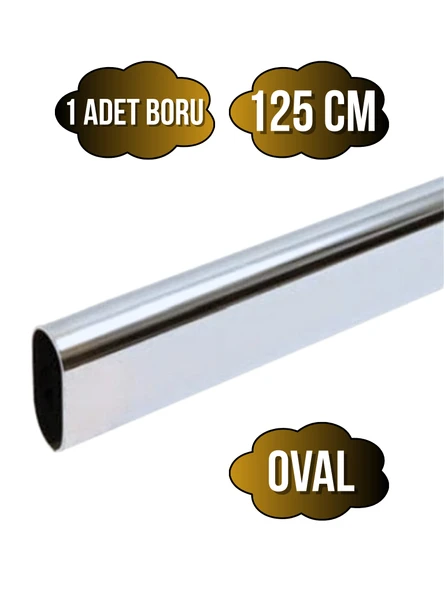Metal Krom Oval Askı Borusu Mobilya Askı Borusu(METAL)(KROM)(OVAL)(EN:15MM BOY:30MM) Krom 125cm ürün görseli