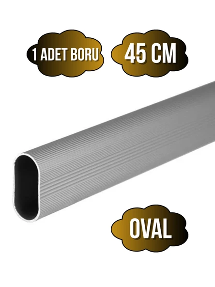 Alüminyum Oval Askı Borusu Mobilya Askı Borusu(ALÜMİNYUM)(OVAL)(EN:15MM BOY:25MM) 45cm - 1