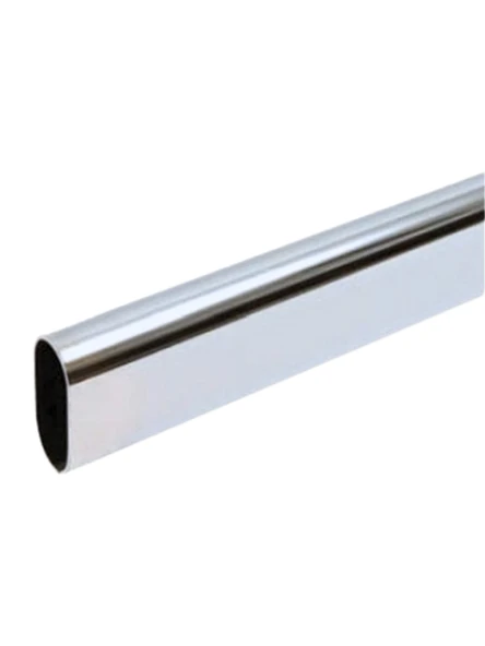 Metal Oval Krom Mobilya Dolap Askı Borusu(KROM)(OVAL)(2 ADET FLANŞ-1 ADET BORU)(BOY:30MM EN:15MM) Krom 90cm - Resim 2