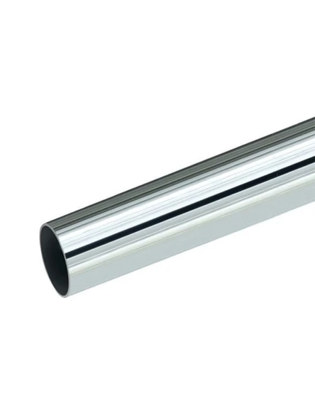 Metal Yuvarlak Krom Mobilya Dolap Askı Borusu(KROM)(2 ADET FLANŞ-1 ADET BORU)(ÇAP:25MM) Krom 130cm - Resim 2