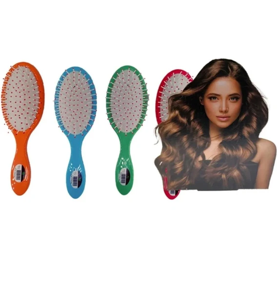 new and single Saç Fön Fırçası Renkli Oval Saç Fırçası Tarak 1+1 Adet - 4