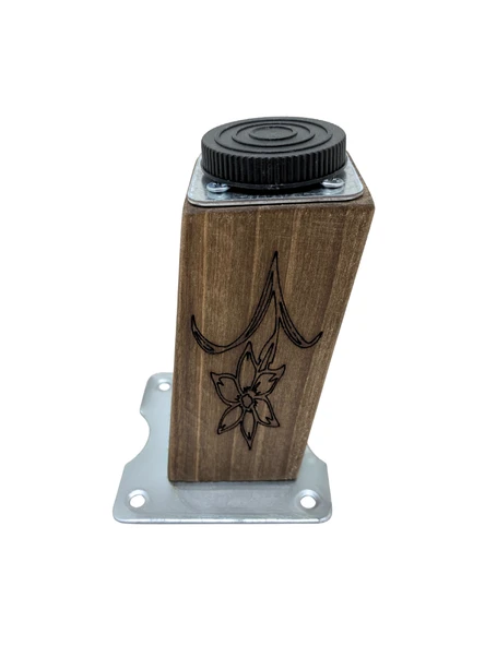 Kale Eğimli Ayarlı Çiçek Desenli Ahşap Ayak Mobilya Masa ve Dolap Ayağı(KOYU CEVİZ)(CEVİZ AĞACI) Ceviz 15cm 15cm - 2 ADET - 3