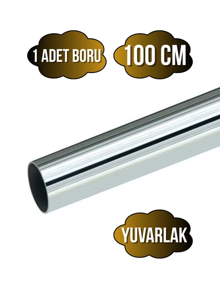 Yuvarlak Metal Askı Borusu Mobilya Askı Borusu(YUVARLAK)(KROM)(METAL)(ÇAP:25MM) Krom 100cm ürün görseli