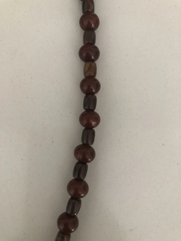 KAHVERENGİ TAŞLI BONCUKLU KOLYE - 3