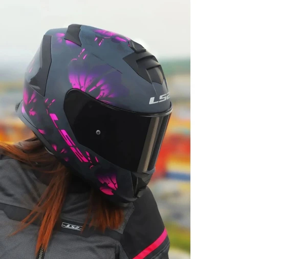 LS2 STORM 2 BURST MAT SİYAH-PEMBE KASK - Resim 2