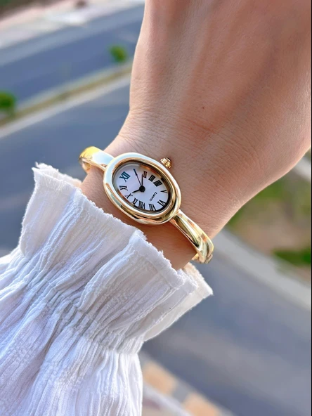 Coliseum Çelik Kordon Cartier Model Elips (Oval) Tasarım Kadın Kol Saati FG.CRT.003 - Resim 2