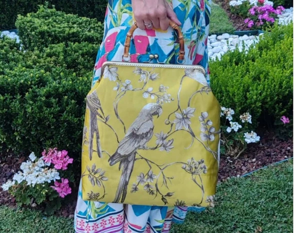 Bambu Saplı Nakışlı Bag - 1