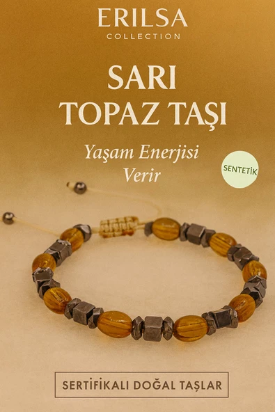 Sertifikalı Sarı Topaz Taşı Bileklik - Sentetik Canlılık ve Ruhsal Aydınlanma Taşı ürün görseli