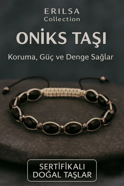 Sertifikalı Oniks Taşı Bileklik – Koruma, Güç ve Ruhsal Denge Enerjisi ürün görseli