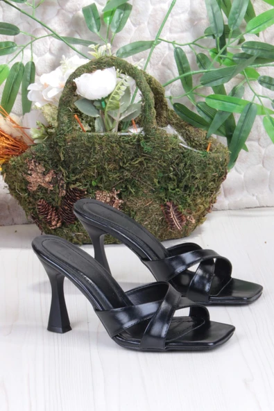 Fort 5132 Ares Çapraz Bantlı İnçe Yüksek Topuklu Kadın Terlik - Resim 5