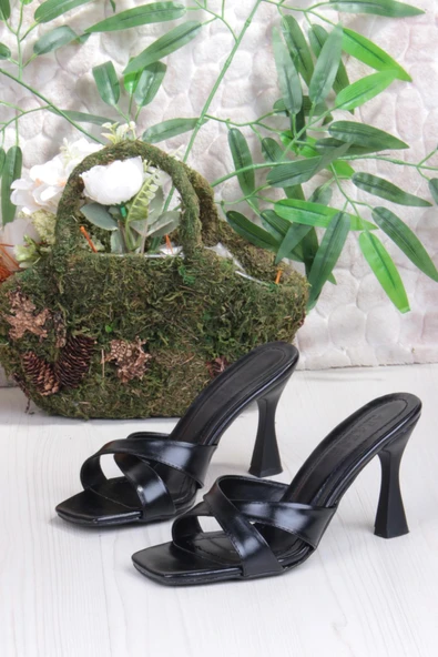 Fort 5132 Ares Çapraz Bantlı İnçe Yüksek Topuklu Kadın Terlik - Resim 6