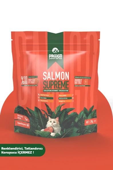 Pawgo Salmon Supreme 2 Kg | Kısırlaştırılmış | Hypoallergenic | Somonlu | Kedi Maması