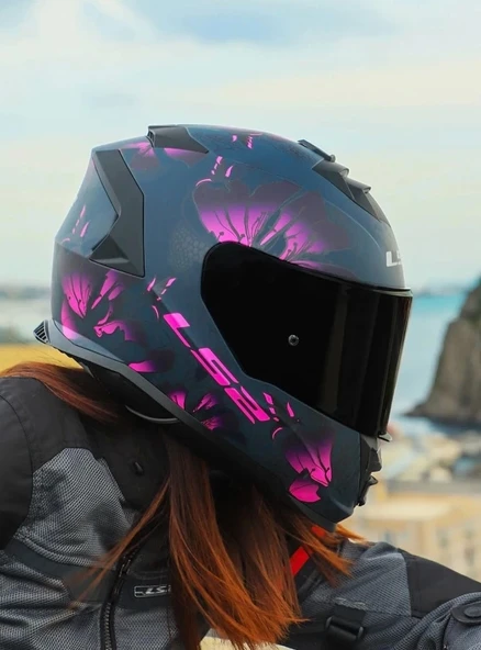 LS2 STORM 2 BURST MAT SİYAH-PEMBE KASK - Resim 3