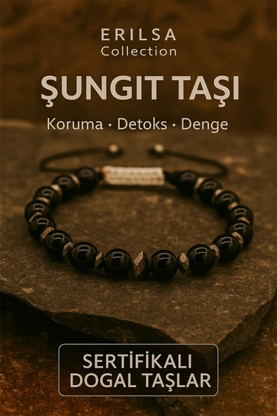 Sertifikalı Doğal Şungit Taşı Bileklik Elektromanyetik Koruma ve Derin Enerji Temizliği Sağlar ürün görseli