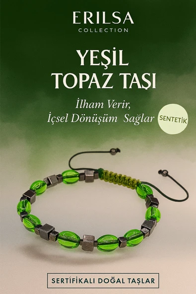 Sertifikalı Sentetik Yeşil Topaz Taşı Bileklik – İlham ve İçsel Dönüşüm Enerjisi ürün görseli 1