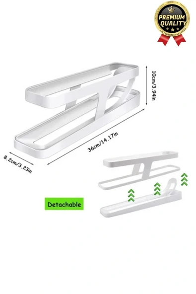Premium Yer Tasarruflu Saklama Kabı Organizeri Plastik 2 Katlı Otomatik Buzdolabı Yumurta Standı - 4