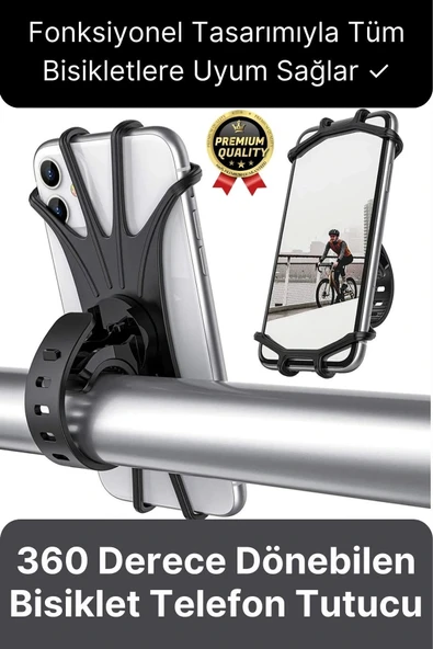 Premium Sök Çıkar 360 Derece Dönebilen Ayarlanabilir Bisiklet Motosiklet Scooter Telefon Tutucu - 1