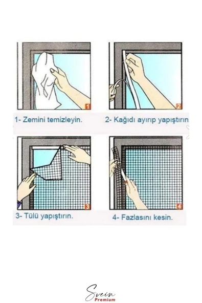 Ayarlanabilir Pratik Pencere Cam Kapı Sineklik Cırt Bantlı Hazır Yapışkanlı 0,75 cmx1,25 cm - 4 mt - 4
