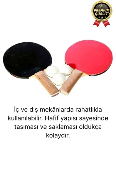 Özel Seri Yüksek Kaliteli Eğlence Oyun Renkli 2 Adet Raket 3 Pinpon Topu Masa Tenisi Raket Seti - 2