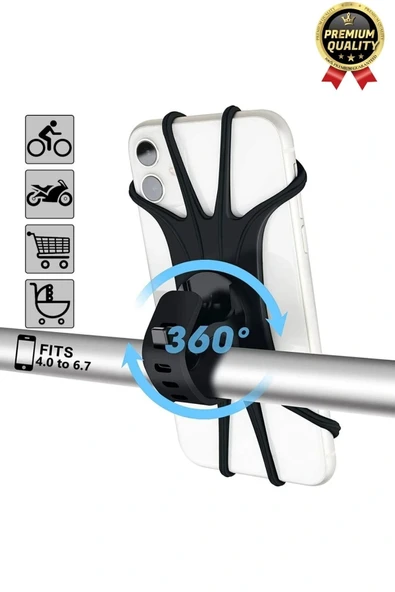 Premium Sök Çıkar 360 Derece Dönebilen Ayarlanabilir Bisiklet Motosiklet Scooter Telefon Tutucu - 2