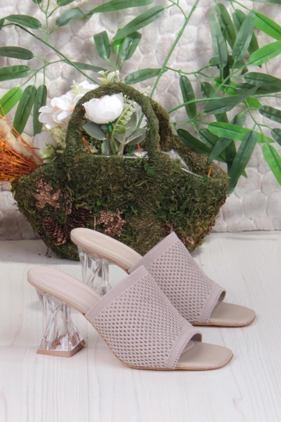 Fort 6396 Dantel Örgülü Şeffaf Topuklu Kadın Terlik - Resim 12