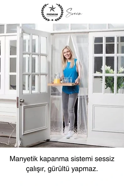 Dayanıklı Mıknatıslı Kapı Sinekliği 60x210 cm Tül Haşere Böcek Sivrisinek Geçirmez Manyetik Beyaz - 3