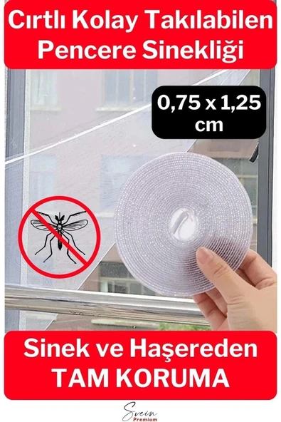 Ayarlanabilir Pratik Pencere Cam Kapı Sineklik Cırt Bantlı Hazır Yapışkanlı 0,75 cmx1,25 cm - 4 mt - 1
