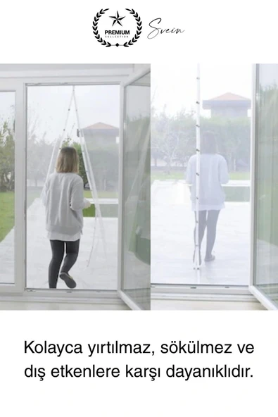 Dayanıklı Mıknatıslı Kapı Sinekliği 60x210 cm Tül Haşere Böcek Sivrisinek Geçirmez Manyetik Beyaz - 4