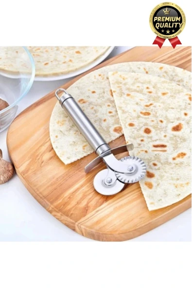 Premium Seri Paslanmaz Çelik Keskin Şekillendirici Kesici Çift Başlıklı Pizza Mantı Hamur Bıçağı - 4