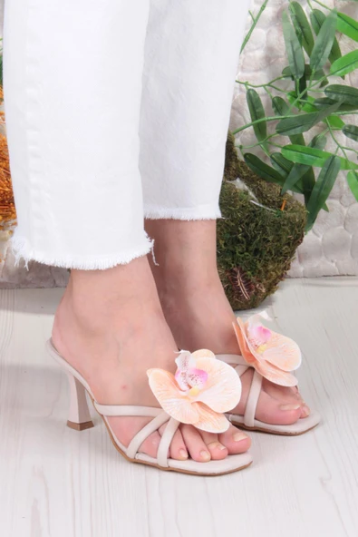 Fort 5131 Ares Orkide Fiyank Detaylı  İnçe Topuklu Kadın Terlik - Resim 10