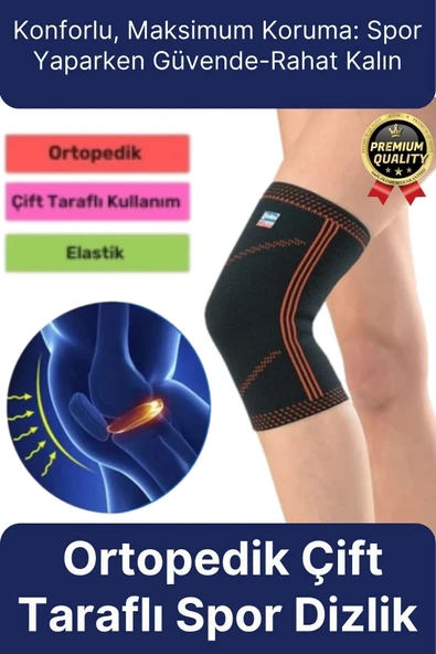Premium Seri Konforlu Maksimum Koruma Ortopedik Çift Taraflı Elastik Örme Likralı Spor Dizlik Unisex - 1