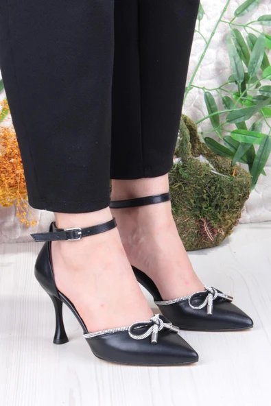 Fort 35695 Cilt Fiyonklu Biye Taşlı Topuklu Abiye Ayakkabı Kadın Ayakkabı - Resim 3