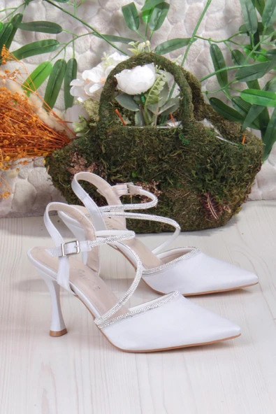 Fort 35691 Saten Biye Taşlı Topuklu Abiye Ayakkabı Kadın Ayakkabı - Resim 5