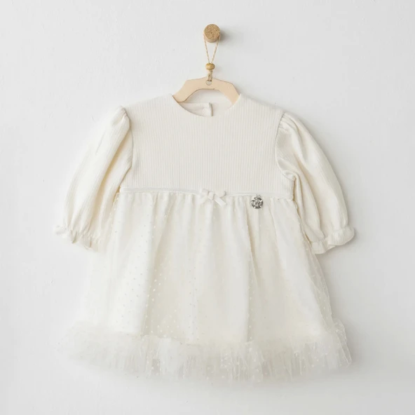 Andywawa Ac26257 Baby Bow Bliss Elbise Ekru