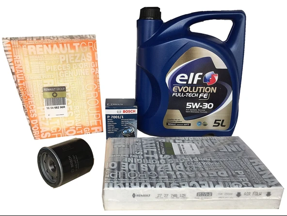 Renault Megane 4 1.6 Benzinli Filtre Bakım Seti + Motor Yağı 5W30 ürün görseli