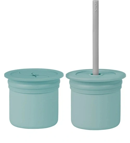 Nessiworld    Pipetli Silikon Bardak Seti Aqua Green / Powder Grey